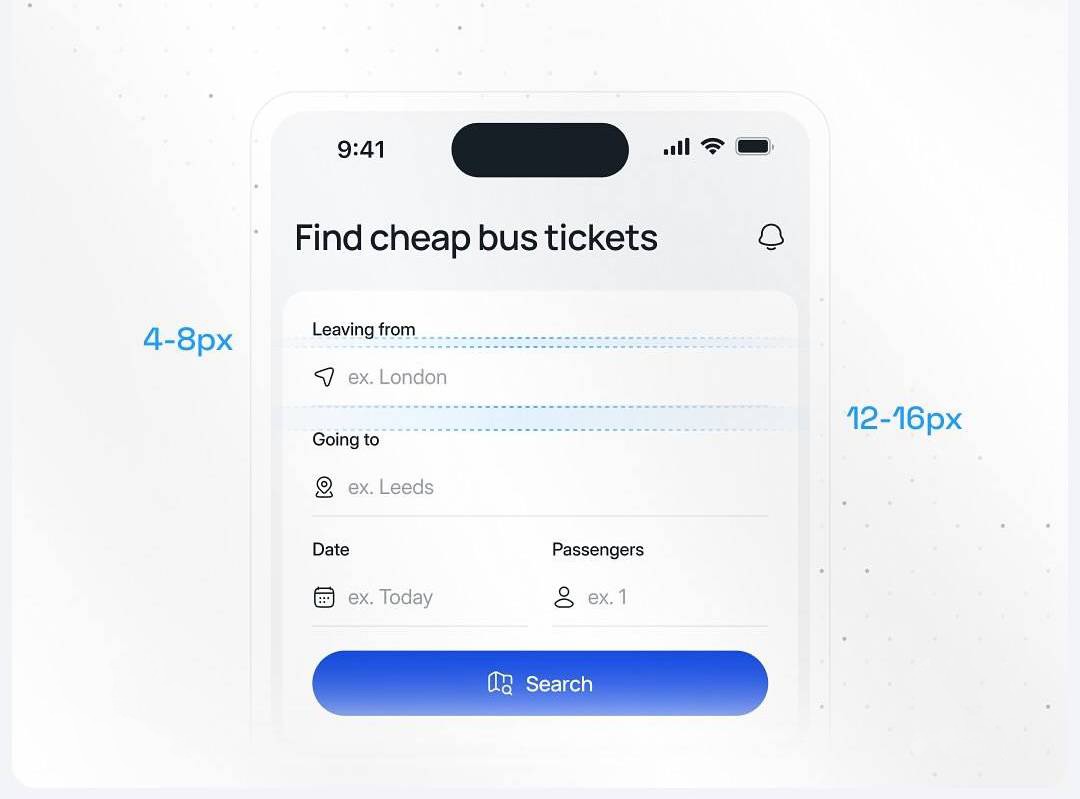 Padding between inputs